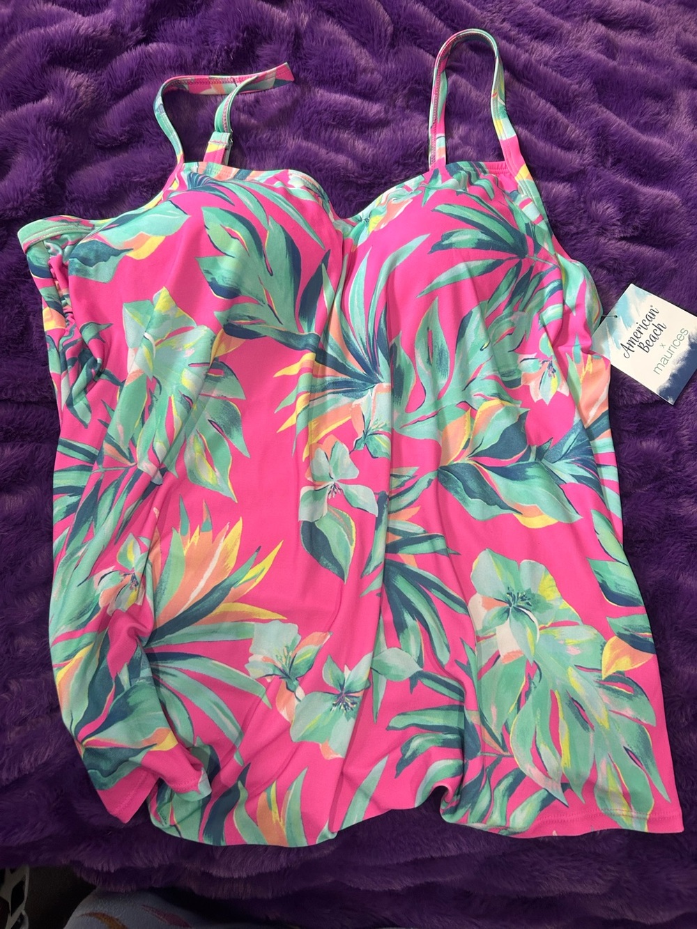 Maurices Pink Tropical Floral Women’s Swim Tankini Top